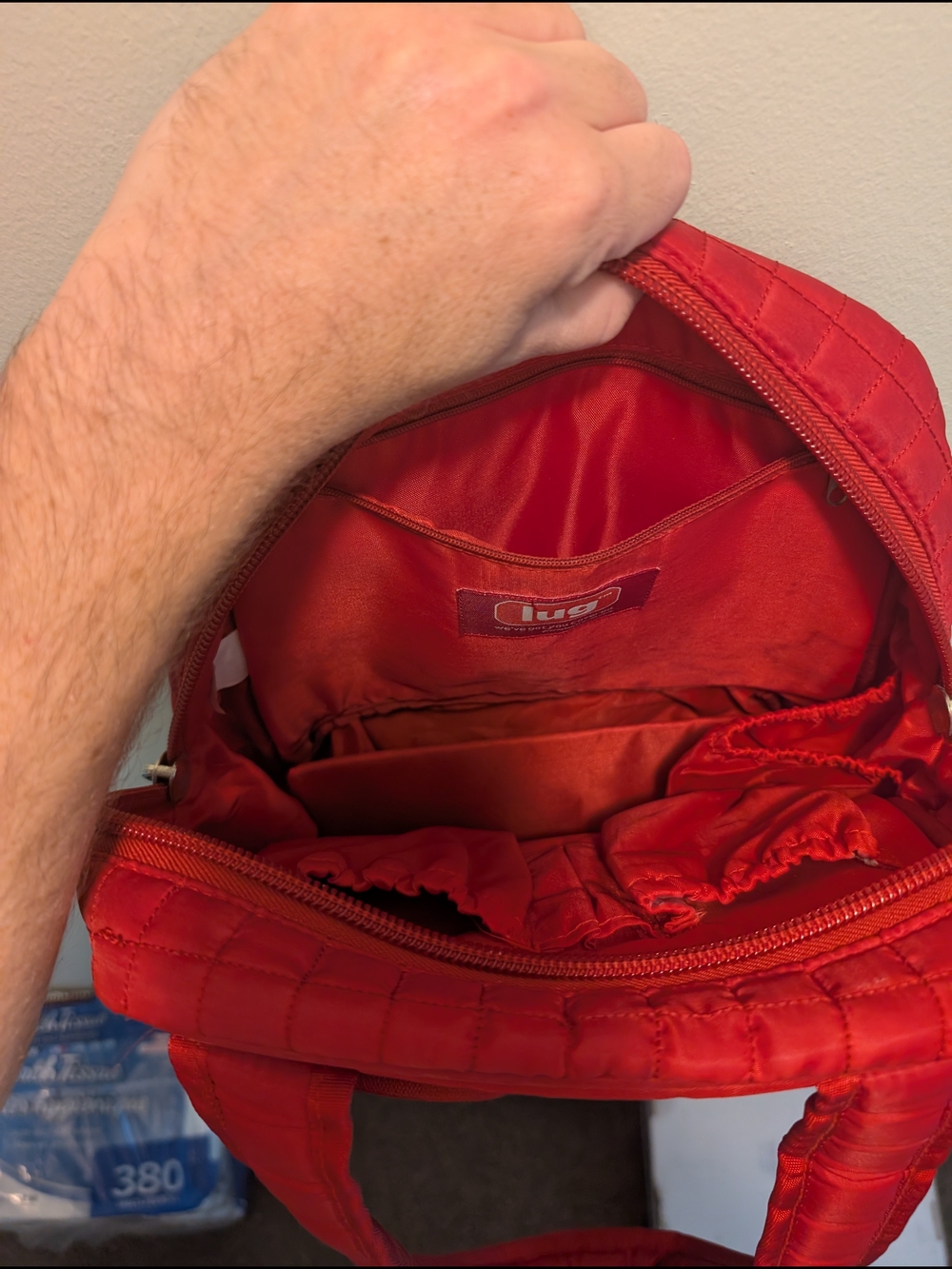 Lug Puddle Jumper Quilted Travel Tote Bag - Crimson Red (Mint Condition!) - Picture 8 of 10